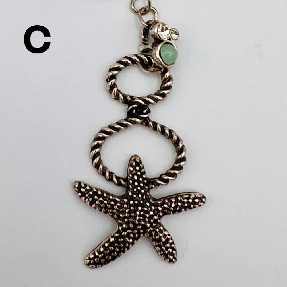 Handmade Sea Life Keychain Shell Seahorse Starfish Tassel Silver Repurposed